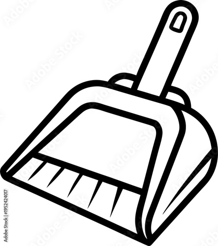 dustpan line art vector icon black and white, white background