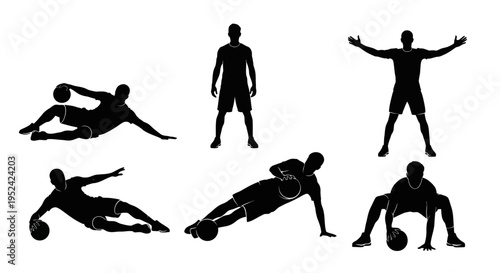 Basketball Player Silhouettes: Dynamic Poses and Actions