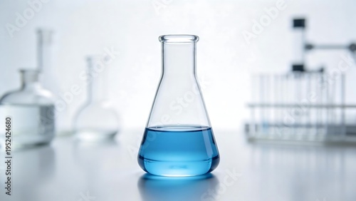Laboratory flask with blue liquid