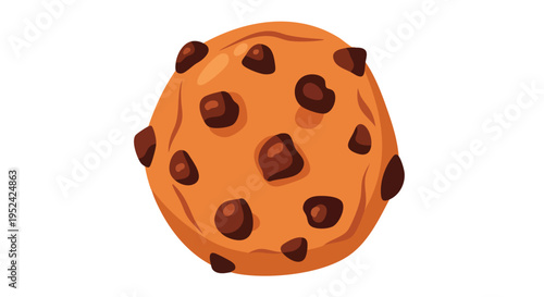 A round, golden-brown cookie with chocolate chips. The animated food item is depicted against a plain white background. It has realistic features