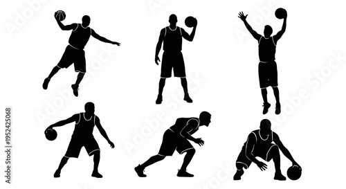 Basketball Player Silhouettes: Dynamic Poses of Athletes in Action