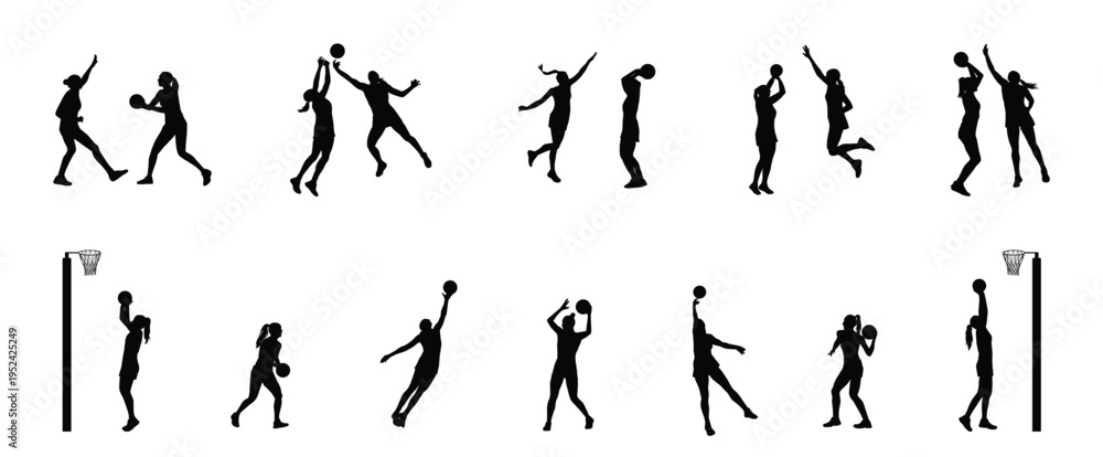 Φωτογραφία netball player silhouette, girls playing netball