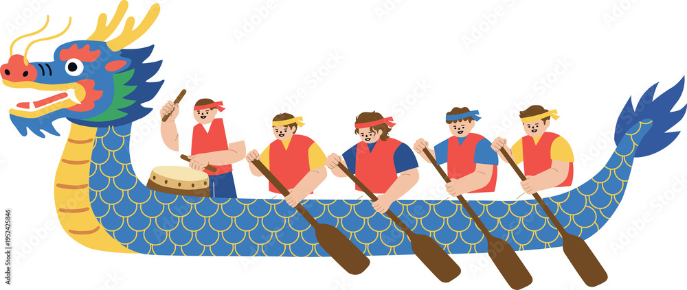 Obraz premium Traditional Dragon Boat Race Vector Illustration