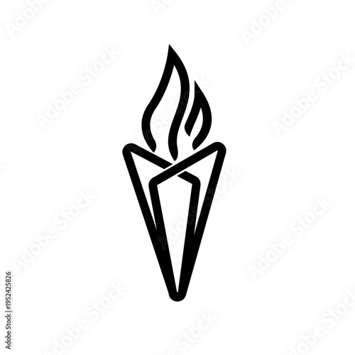Continuous Line Art Fire Torch Symbol Vector Icon