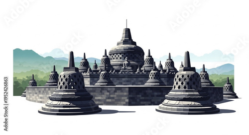 Borobudur Temple - A Majestic Buddhist Monument in Indonesia.