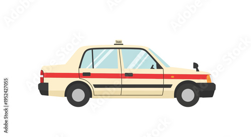 Classic Japanese Taxi Cab - Yellow Sedan with Red Stripe