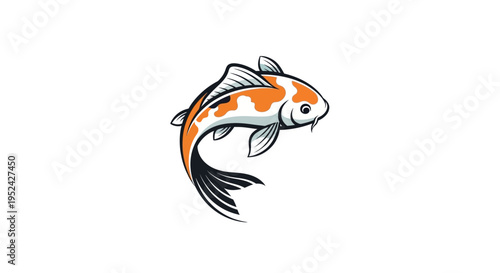 Vibrant Koi Fish Illustration Isolated on White Background
