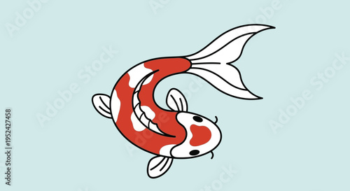 Vibrant Koi Fish Swimming Gracefully in Blue Water - Japanese Culture Symbol