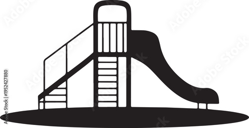 Playground slide and ladder structure silhouette for park or recreational area design