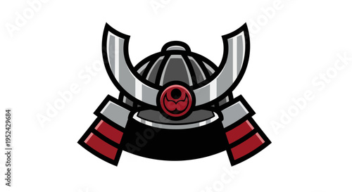 Samurai Helmet Icon: Traditional Japanese Warrior Armor Symbol