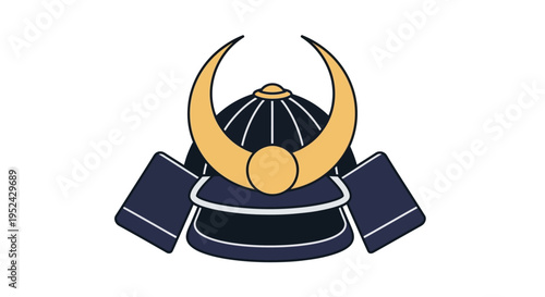 Samurai Helmet Icon: Traditional Japanese Warrior Armor Symbol
