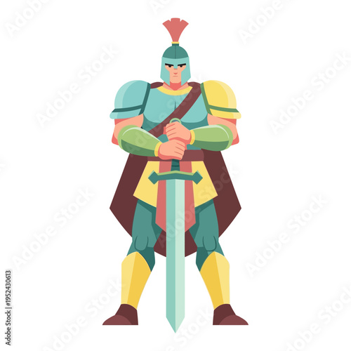 Roman Soldier Warrior Holding Sword, Ancient Warrior Armor, Military Concept