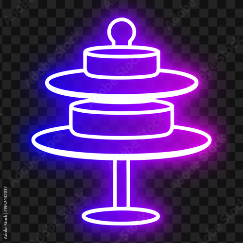 Neon Cake Illustration Delicious Dessert Treat
