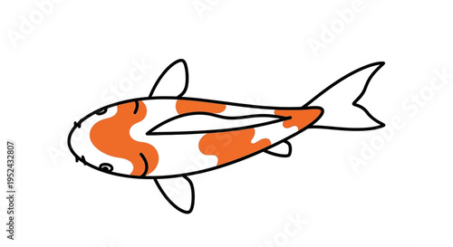 Cute Orange and White Koi Fish Cartoon Illustration