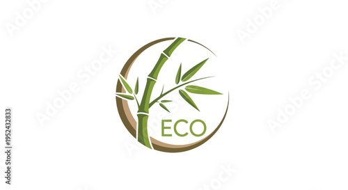 Eco Bamboo Logo: Green Plant Symbol for Sustainability and Nature