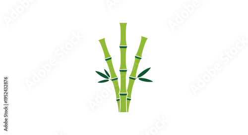 Green Bamboo Stalks with Leaves - Minimalist Nature Illustration
