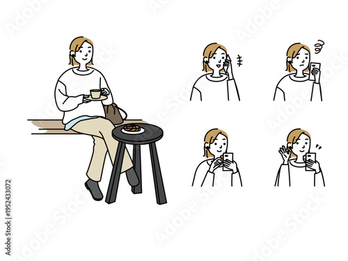 スマホを操作する若いカジュアルな女性