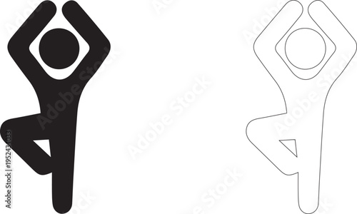 Tree Pose. Vector icon of a person in Vrikshasana.