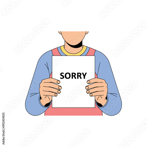 Person Holding 'SORRY' Sign, Apology Concept, Isolated White Background