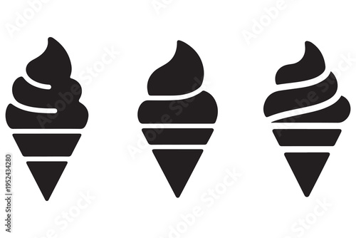 Ice cream cone silhouettes sweet dessert summer treat illustration
