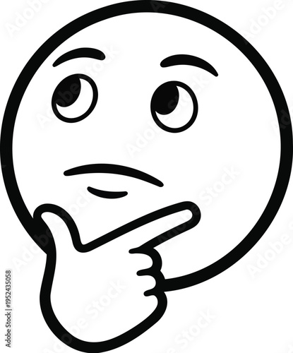 Vector thinking face icon, puzzled emoji