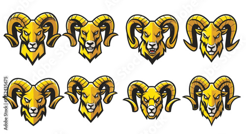 Aggressive Ram Head Logos - Golden Mascot Collection