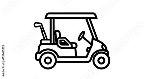 Golf Cart with Clubs Icon Vector Illustration