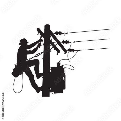 A lineman working on power lines