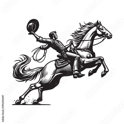 A man in a cowboy hat riding a horse