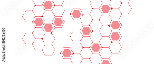 Vector hexagons pattern. Abstract geometric red texture background.