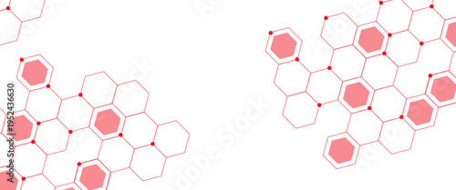 Vector hexagons pattern. Abstract geometric red texture background.