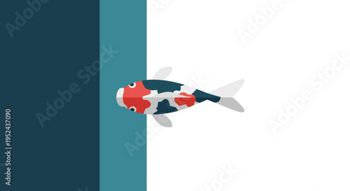 Colorful Koi Fish Swimming in Clean Water - Minimalist Flat Design