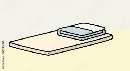 Clean Folded Towel on Wooden Board, Minimalist Home and Laundry Concept