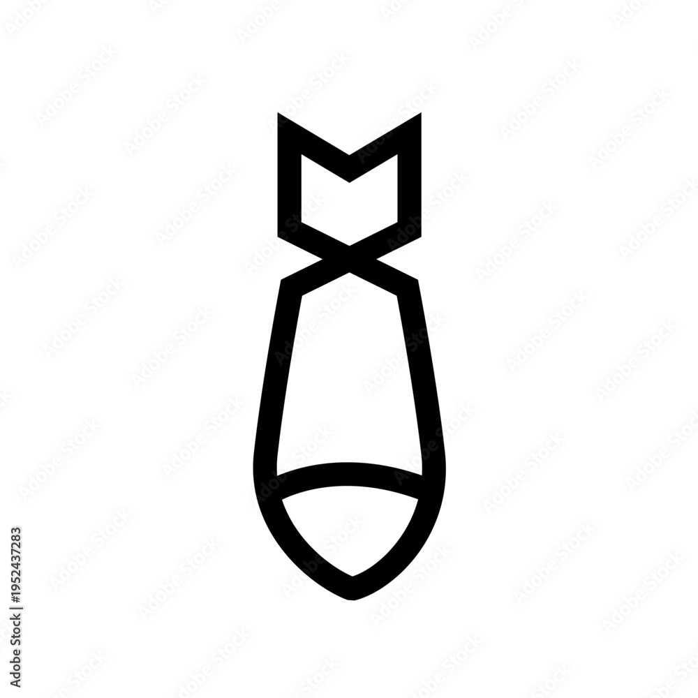 Fototapeta premium Stylized Bomb Icon Vector Illustration. Minimalist Black Outline Graphic of a Missile or Weapon Symbol on a White Background.