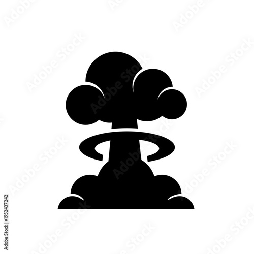 Nuclear Explosion Mushroom Cloud Icon Vector - Atomic Bomb Blast Symbol
