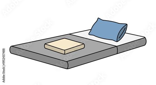 Simple Bed with Pillow and Mattress Topper, Minimalist Bedroom Furniture