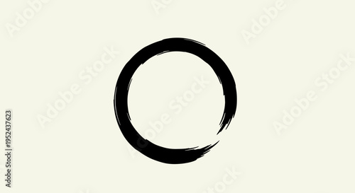 Zen Circle Brush Stroke on Cream Background - Symbol of Enlightenment and Simplicity