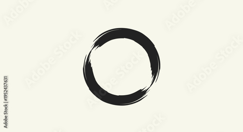 Zen Circle Brush Stroke on Cream Background