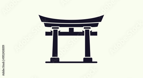 Japanese Torii Gate Icon Silhouette on Light Background