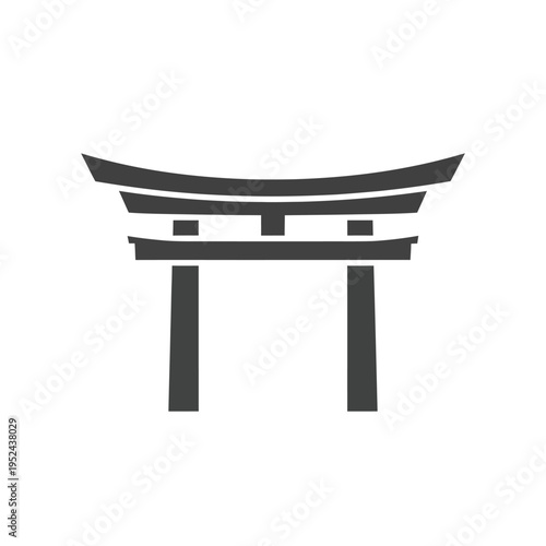 Japanese Torii Gate Icon, Traditional Shinto Shrine Entrance Symbol, Minimalist Design