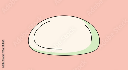Minimalist illustration of a white mochi on pink background