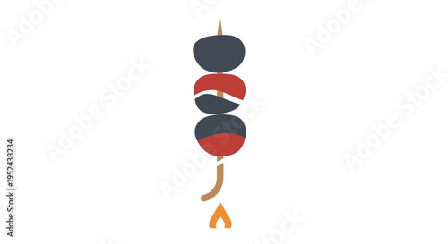 Skewer with Grilled Berries and Cheese on Fire