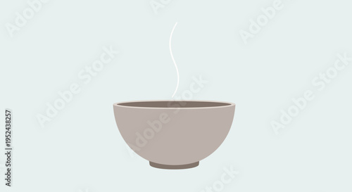 Steaming Bowl of Hot Food on Light Blue Background