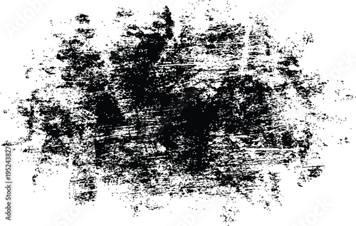Abstract black and white pixelated artwork with distressed texture and unclear subject matter