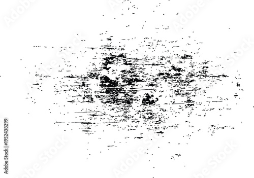 Distressed pixelated black and white abstract image with unclear shapes and forms