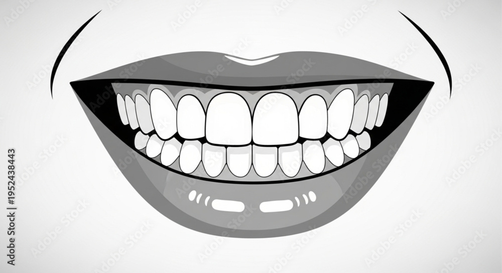 Naklejka premium Illustration of a Smiling Mouth with Perfect White Teeth.