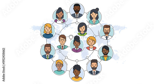 Diverse group of people network.