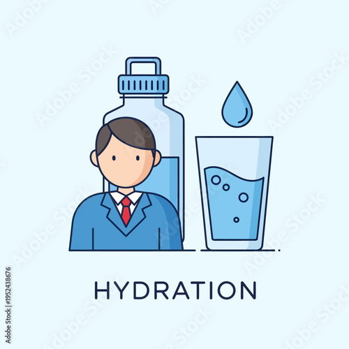 Man in blue suit with hydration.