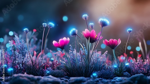 Colorful floral display in a dreamy garden nature scene vibrant colors soft lighting close-up artistic concept