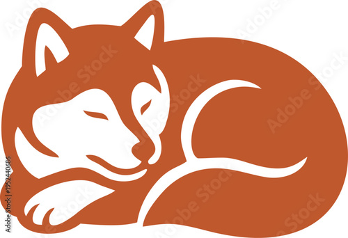 illustration of a orange dog curled up